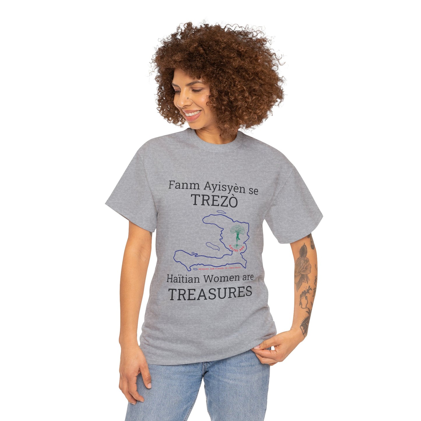 Fanm Ayisyèn se TREZÒ (Haïtian Women are TREASURES) Cotton Tee